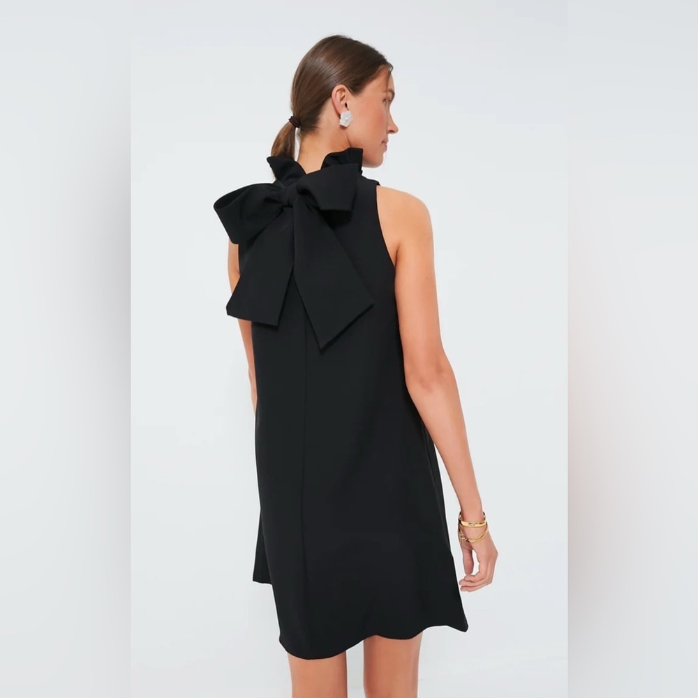 Tuckernuck Black Blythe Dress sz XXXL Sleeveless Ruffle Collar Bow Cocktail